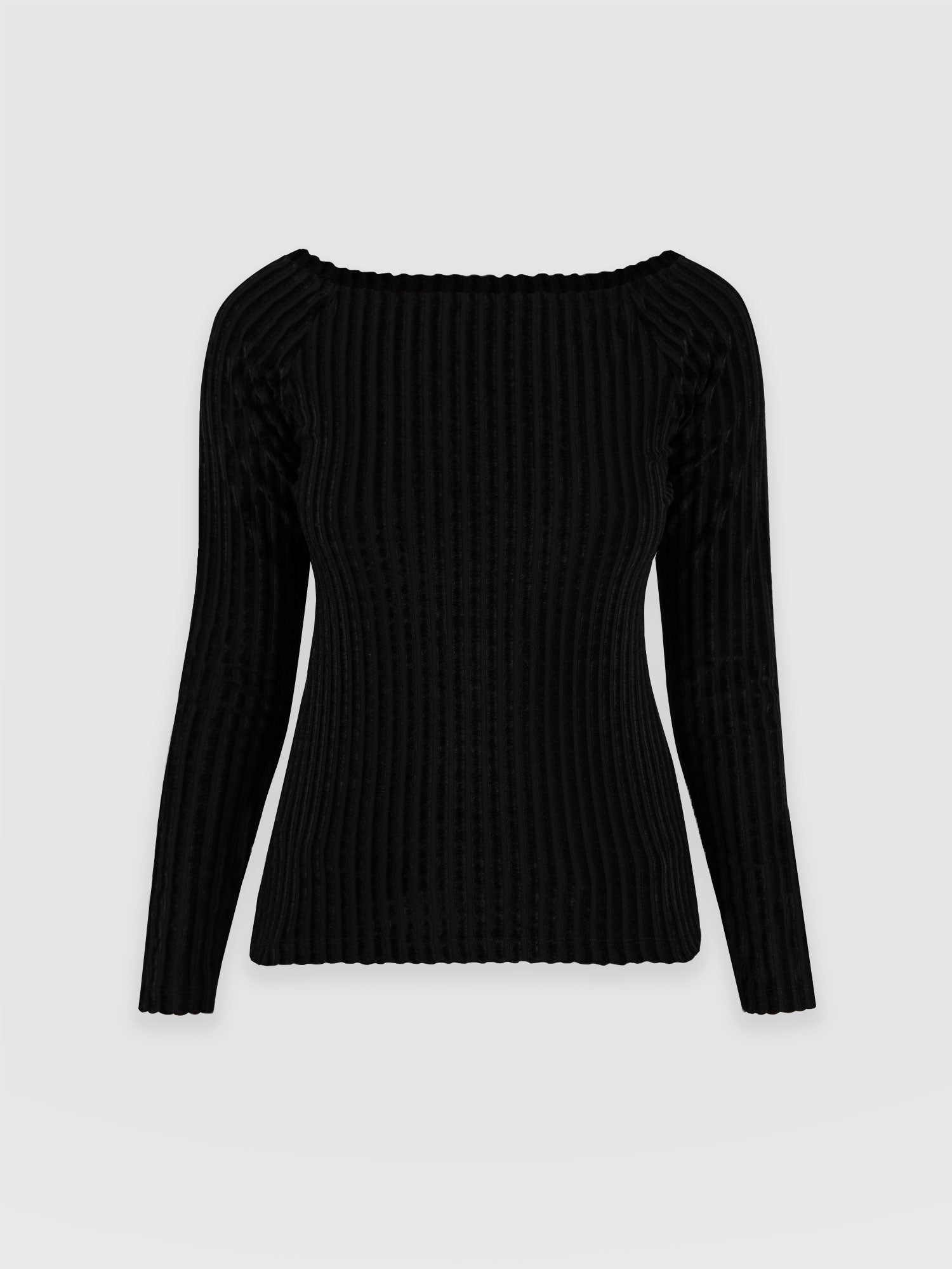 Riviera Tee Long Sleeve Black Stripe Velvet - Women's T-Shirts | Saint + Sofia® EU